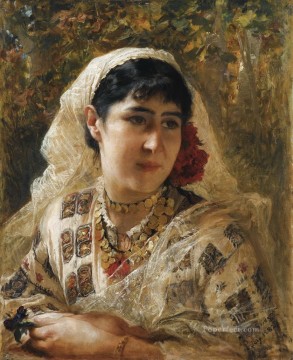 フレデリック・アーサー・ブリッジマン Painting - 若い女性の肖像 ジュヌ・オリエンタル フレデリック・アーサー・ブリッジマン